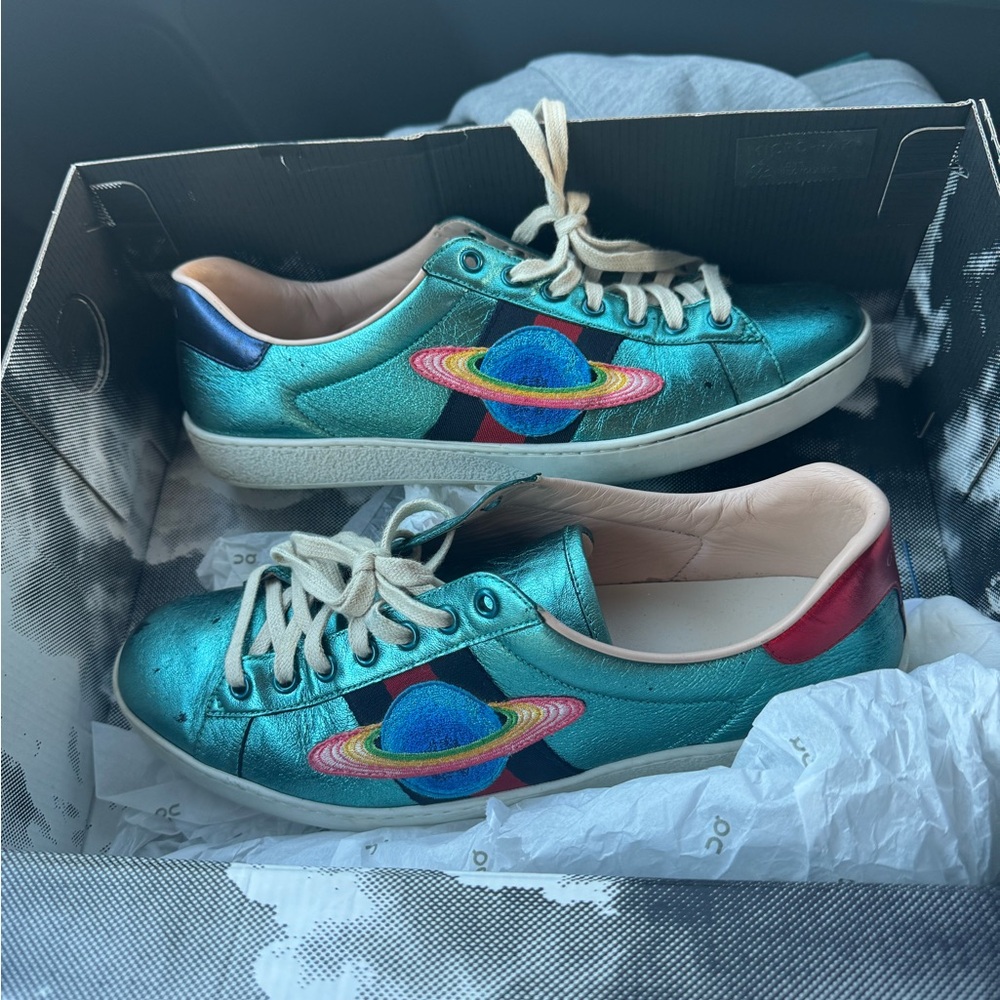 Gucci ace ufo Metallic Blue Planet Sneakers